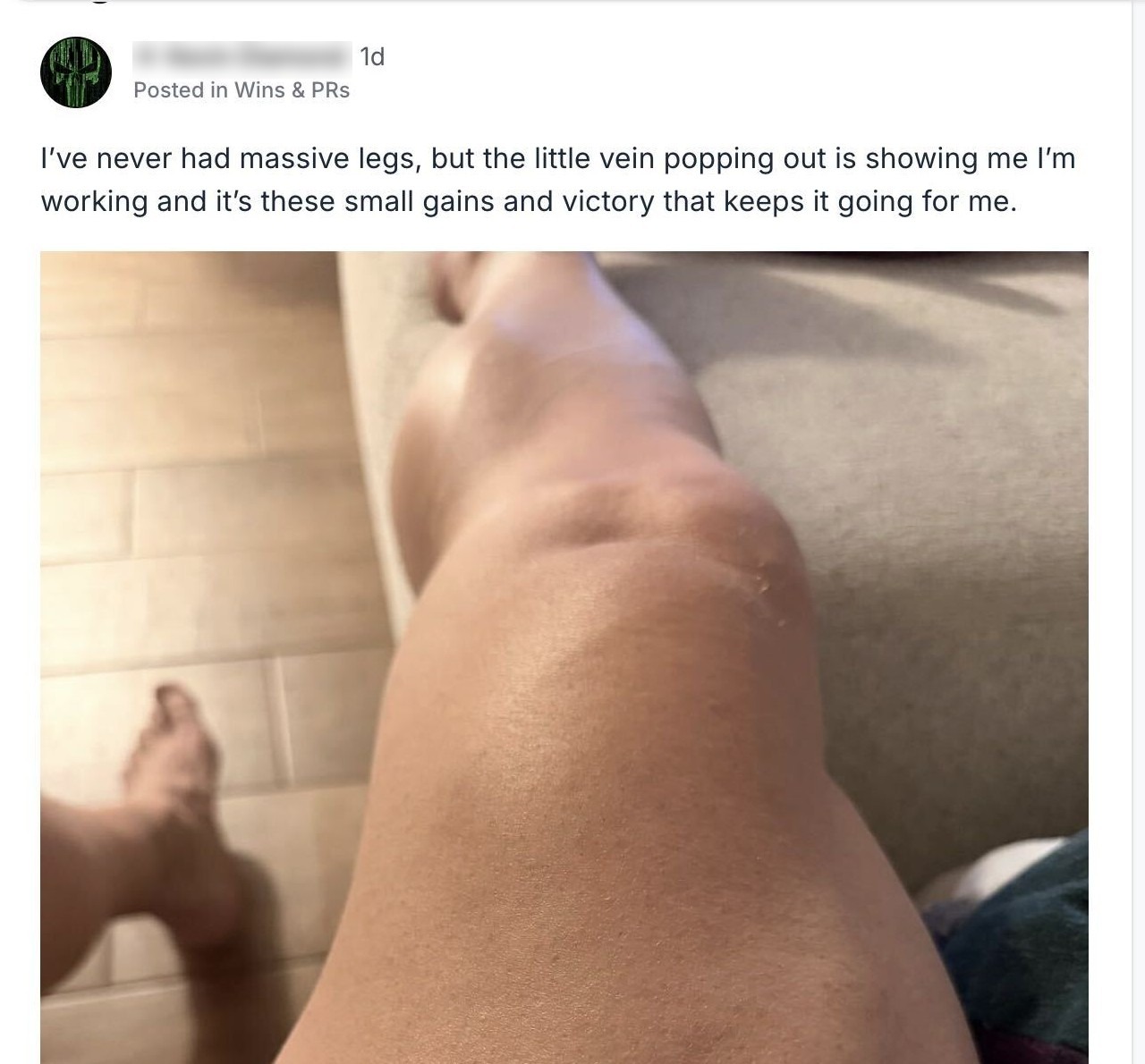Community post from a member sharing a small win